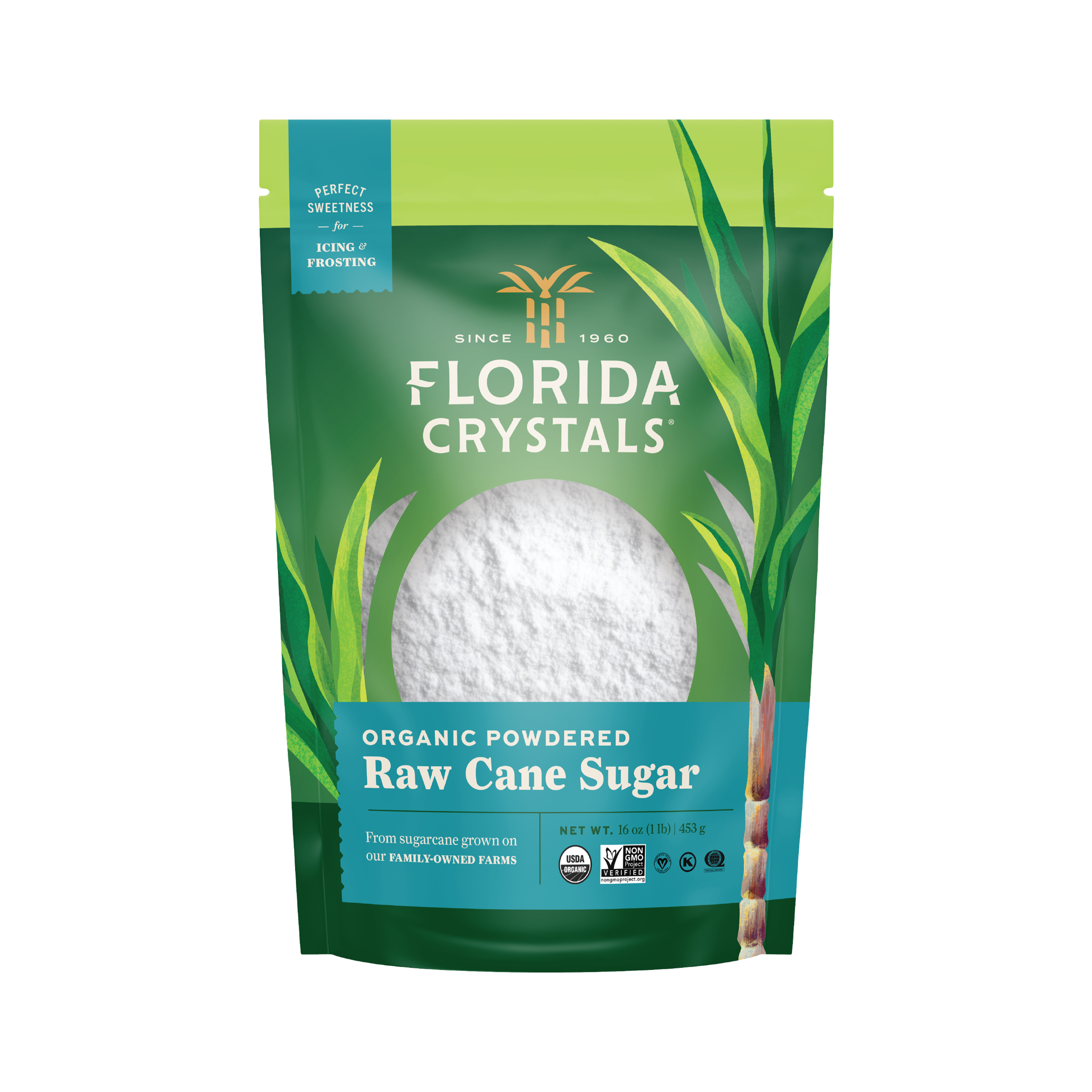 Florida Crystals® Organic Powdered Raw Cane Sugar 16 oz