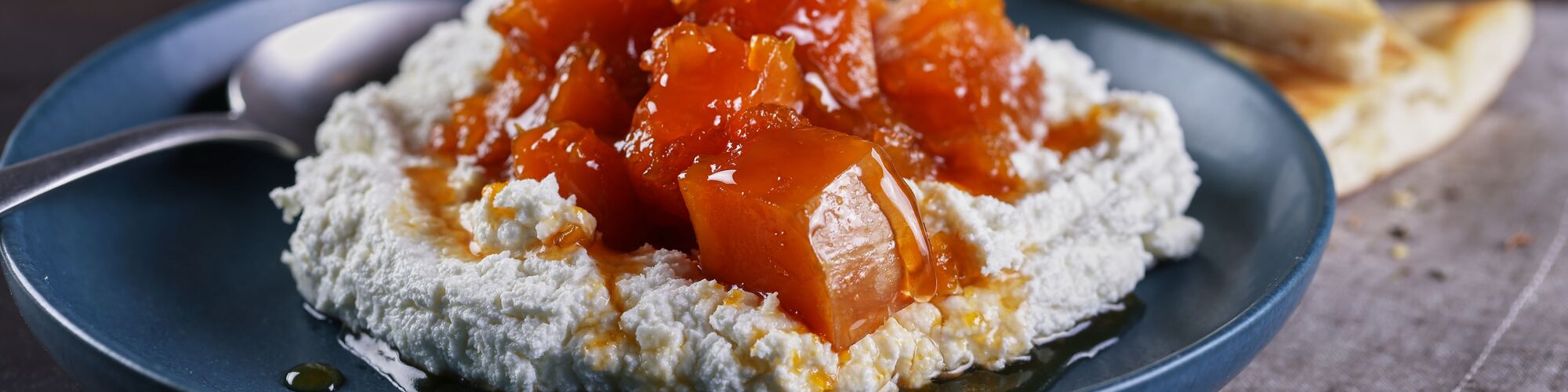 Candied Fall Squash with Whipped Goat Cheese and Spiced Pita