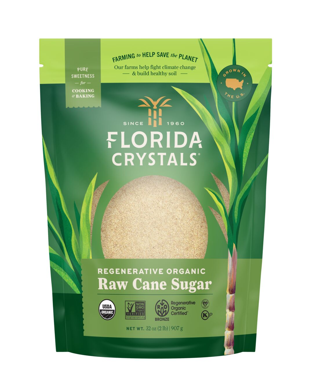 Florida Crystals Organic Raw Cane Sugar 2 lb. Pouch