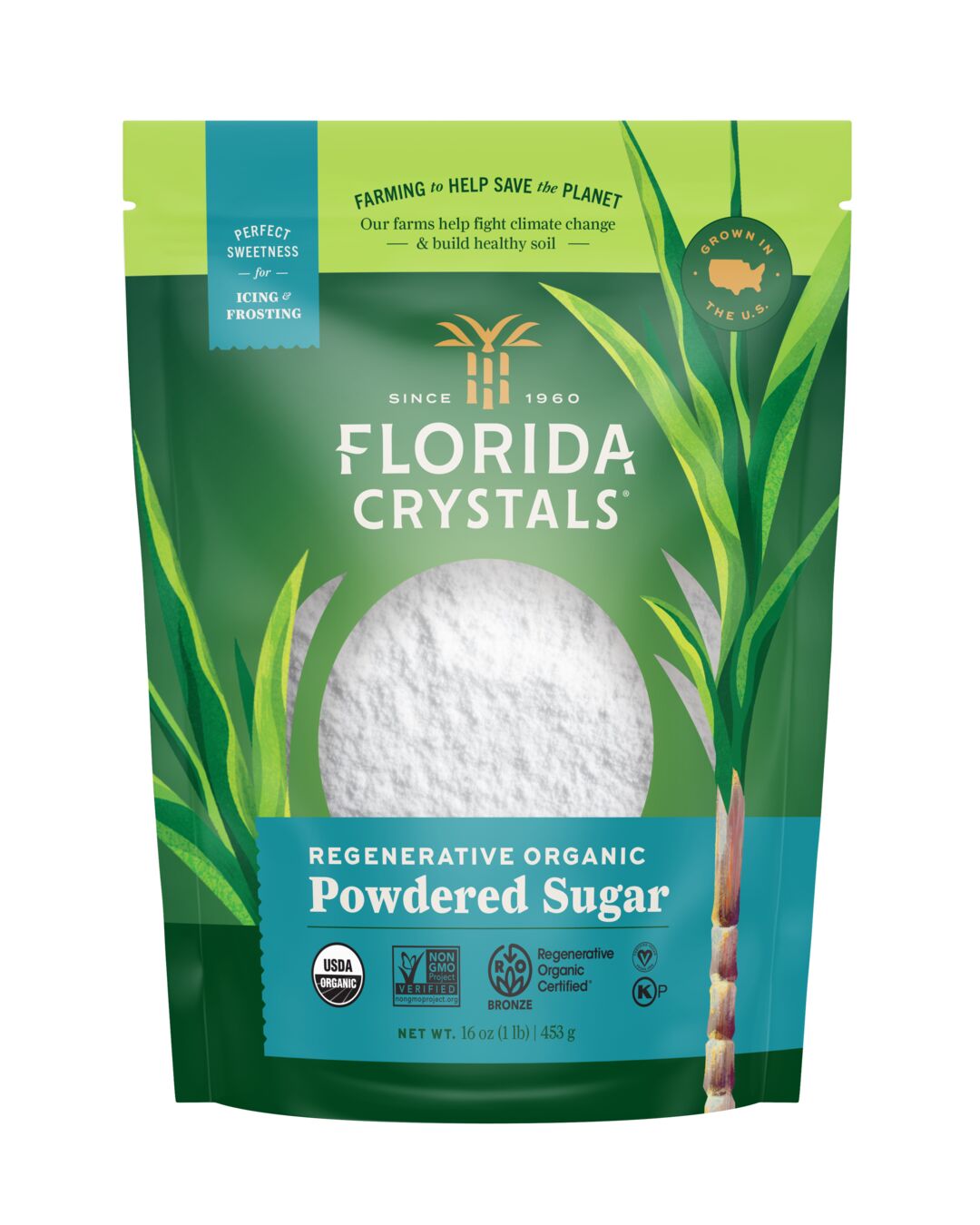 Florida Crystals® Organic Powdered Raw Cane Sugar 16 oz