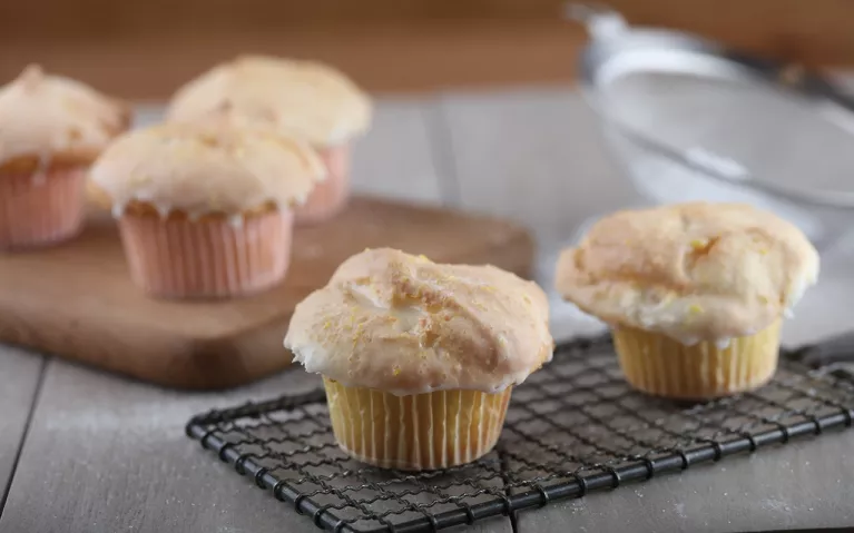 Lemon Glazed Angel Food Muffins