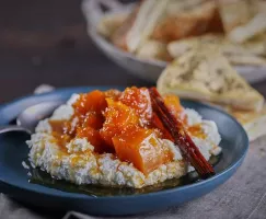 Candied Fall Squash with Whipped Goat Cheese and Spiced Pita	