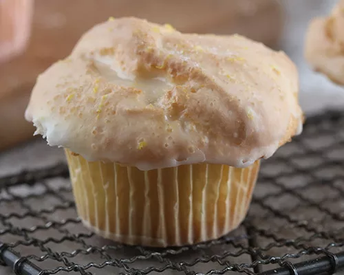 Lemon Glazed Angel Food Muffins