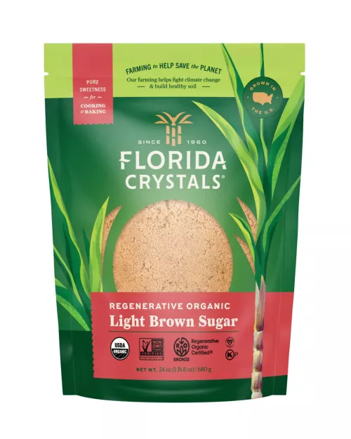 Florida Crystals® Regenerative Organic Light Brown Raw Cane Sugar 24 oz. Pouch